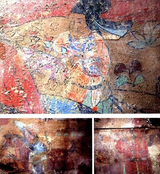 དུར་ལམ་དང་གོར་མོའི་བོད་ཀྱི་བང་སོའི་པུར་སྒམ་ཚོན་ཁྲ་མར་བྲིས་པའི་བོད་ཀྱི་རྒྱན་གོས།